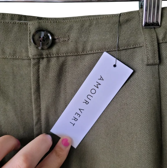 AMOUR VERT Lina Organic Cotton Skirt In Calla Green Size L - Picture 5 of 9